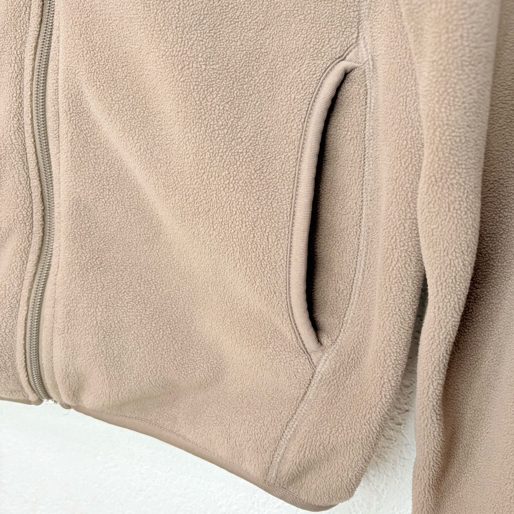 Uniqlo Sherpa Fleece Jacket Beige Full Zip 2010s Gorpcore Granola Grandpa Sleaze - Picture 4 of 10